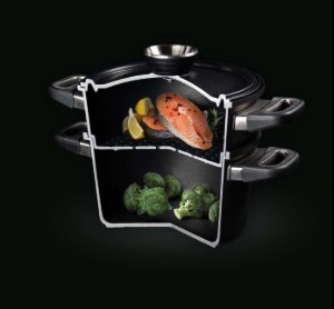 Stoomkookset 3-delig, aluminium, 24 cm/4,5 L - AMT Gastroguss