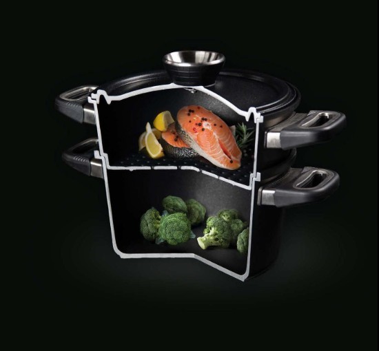 Stoomkookset 3-delig, aluminium, 24 cm/4,5 L - AMT Gastroguss