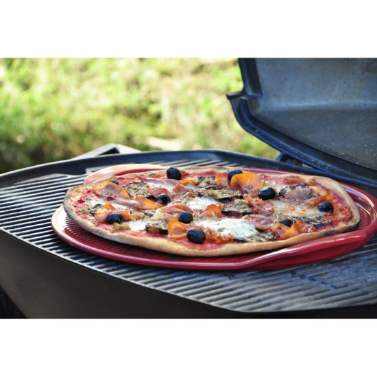 Pizza tray, ceramic, 40cm, Burgundy - Emile Henry