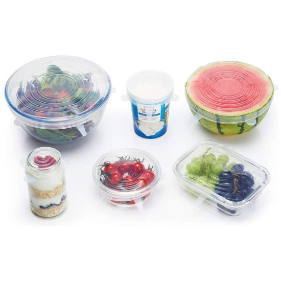 Set van 6 flexibele siliconen deksels - van Kitchen Craft