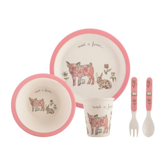 5-delige serveerset "Visit a farm Pig" voor kinderen - van Kitchen Craft