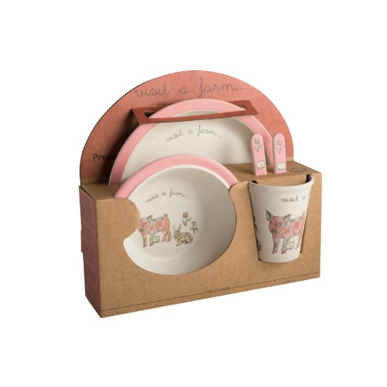 5-delige serveerset "Visit a farm Pig" voor kinderen - van Kitchen Craft
