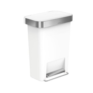 Pattumiera a pedale, 45 L, plastica, Bianco - simplehuman