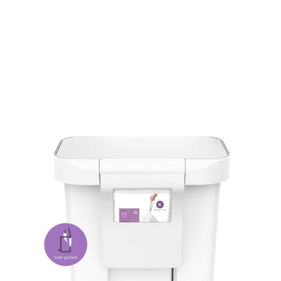Pattumiera a pedale, 45 L, plastica, Bianco - simplehuman
