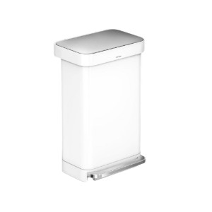 Pattumiera a pedale, rettangolare, 45 L, Bianco - simplehuman