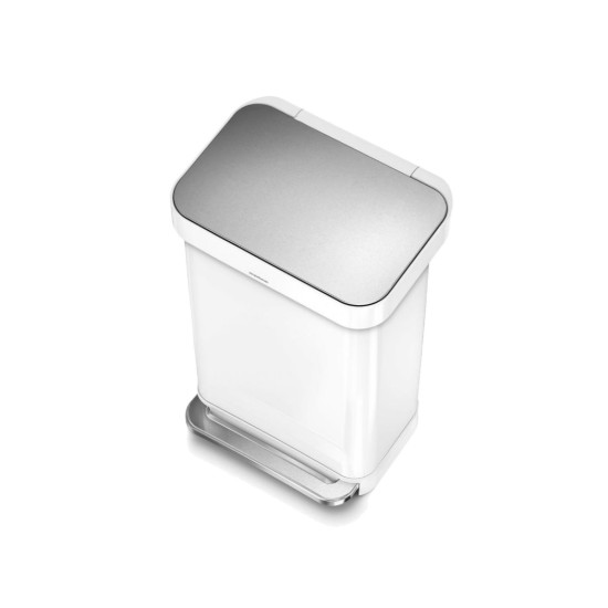 Pattumiera a pedale, rettangolare, 45 L, Bianco - simplehuman