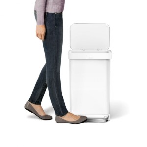 Pattumiera a pedale, rettangolare, 45 L, Bianco - simplehuman