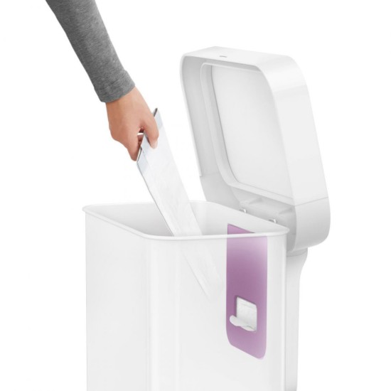 Pattumiera a pedale, rettangolare, 45 L, Bianco - simplehuman