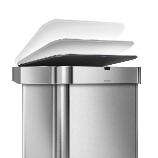 Trash can with sensor and voice control, rectangular, 58 L, stainless steel - simplehuman