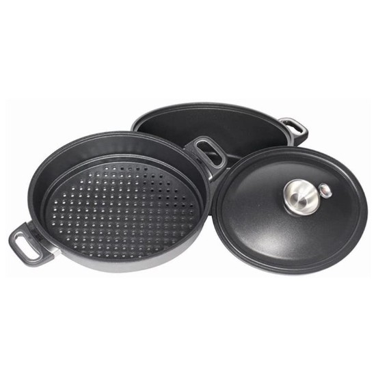 3-delt dampkokesett, aluminium, 33 x 26 cm / 6 L, oval - AMT Gastroguss