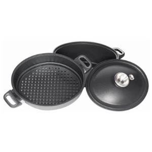 3-delige stoomkookset, aluminium, 33 x 26 cm / 6 L, inductie - AMT Gastroguss