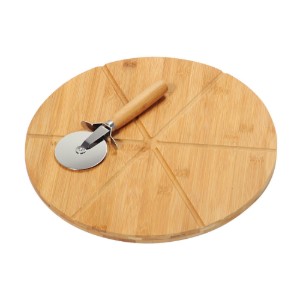 Piatto da portata per pizza con affettatrice, 32 cm, bambù - Kesper