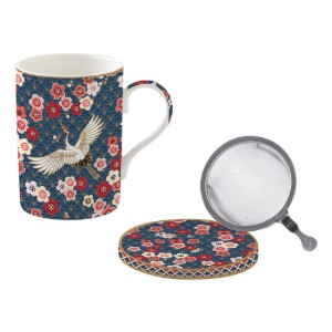  Tazza da 350 ml "Okinawa" con coperchio e infusore, porcellana - Easy Life