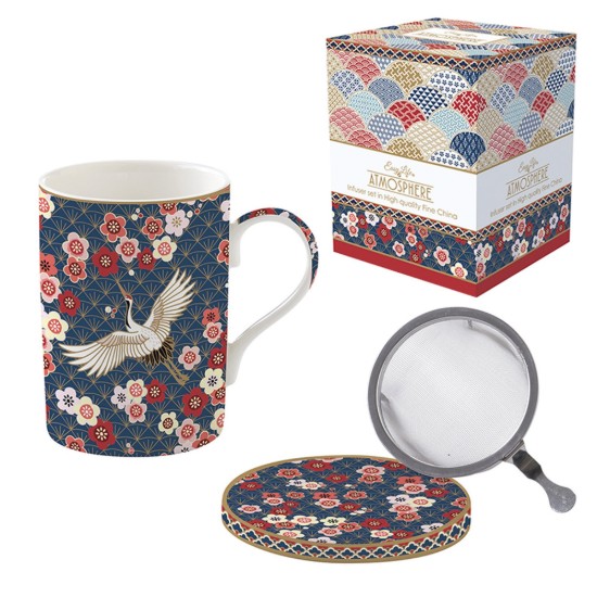 Tazza da 350 ml "Okinawa" con coperchio e infusore, porcellana - Easy Life