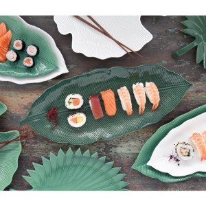 "Tropical Leaves Green" porcelain platter, 47 x 19 cm - Easy Life 