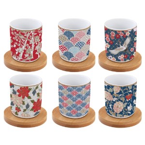 "Okinawa" set 6 tazzine con piattino, 70 ml, porcellana - Easy Life