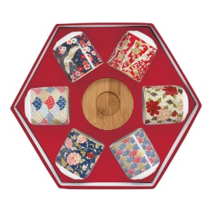 "Okinawa" set 6 tazzine con piattino, 70 ml, porcellana - Easy Life