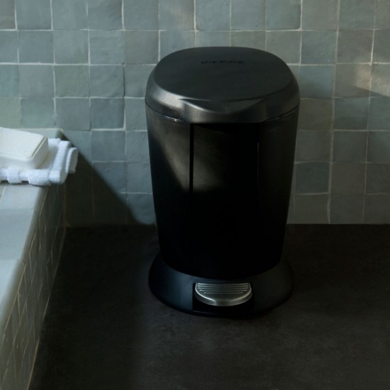 Pattumiera, rotonda, con pedale, 6 L, plastica, nera - simplehuman