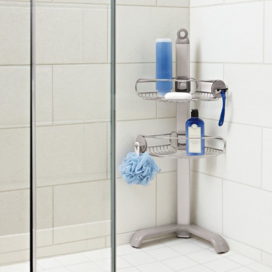 Caddy rack for bathroom accessories, anodized aluminum - simplehuman