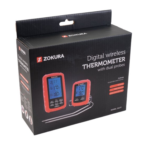 Termometro per carne wireless, con 2 sonde - Zokura