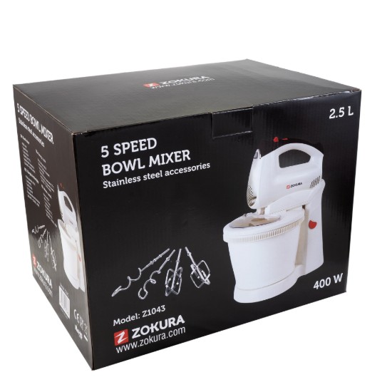 Μίξερ χειρός με μπολ, 400 W, 2.5L - Ζοκούρα