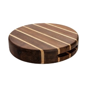 Ronde snijplank, acacia/rubberboom, 35 cm, "Rockingham Forest" - Grunwerg