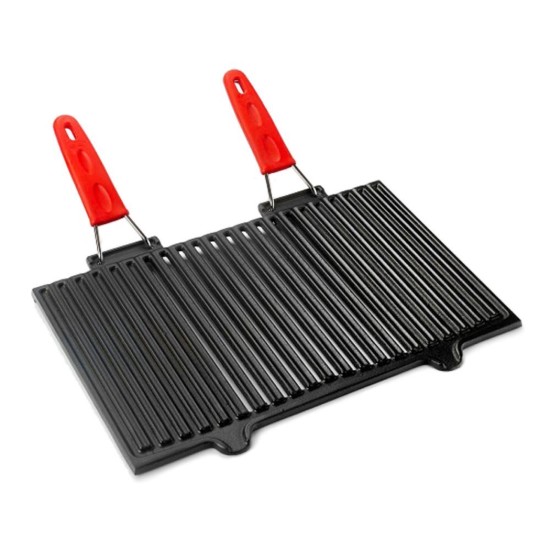 Grill, gietijzer, met siliconen handgrepen, 40 x 25 cm - merk LAVA