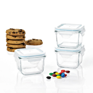 Set of 3 food storage containers, made from glass - Glasslock