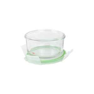 Round food storage container, "Air Type" range, 400 ml, made from glass - Glasslock