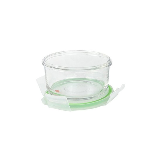 Round food storage container, "Air Type" range, 400 ml, made from glass - Glasslock