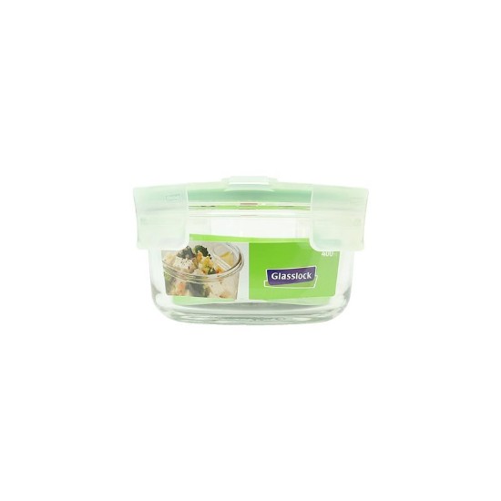 Round food storage container, "Air Type" range, 400 ml, made from glass - Glasslock