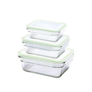 Set of 3 food storage containers, made from glass - Glasslock