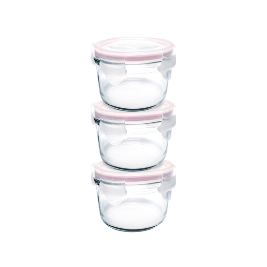 Set van 3 voedselbewaarbakjes, gemaakt van glas, 165 ml - Glasslock