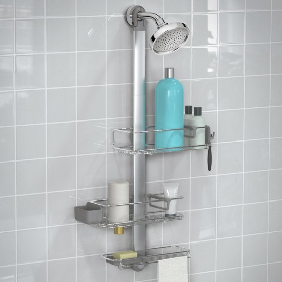 "Plus" adjustable holder for shower accessories, anodized aluminum - "simplehuman" brand