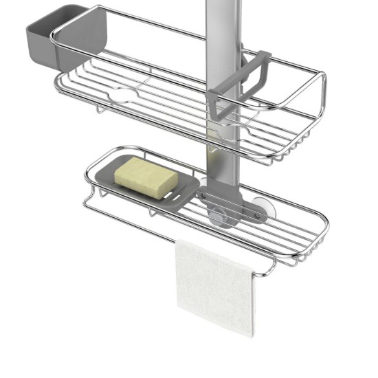 "Plus" adjustable holder for shower accessories, anodized aluminum - "simplehuman" brand
