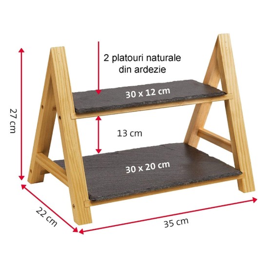 Serveerplank met 2 niveaus, 35,5 x 22 x 27 cm, leisteen - Westmark