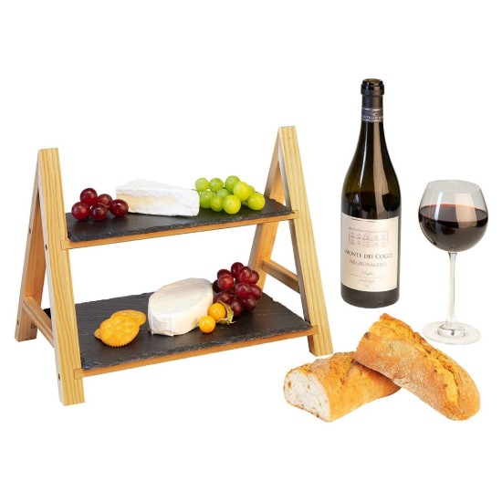 Serveerplank met 2 niveaus, 35,5 x 22 x 27 cm, leisteen - Westmark