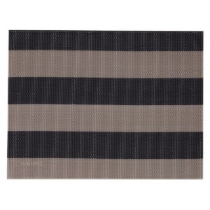 Tafelmat "Stripes", 42 x 32 cm, vinyl, beige/zwart - Saleen