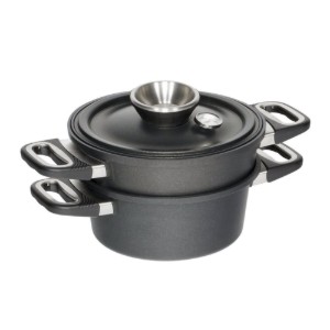 3-delige stoomkookset, aluminium, 33 x 26 cm / 6 L, inductie - AMT Gastroguss