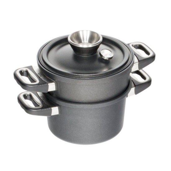 Stoomkookset 3-delig, aluminium, 24 cm/4,5 L - AMT Gastroguss