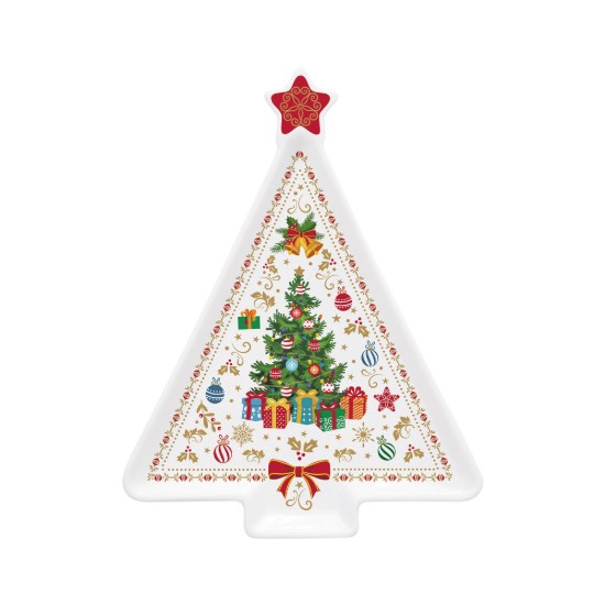 Πιατέλα σε σχήμα χριστουγεννιάτικου δέντρου, 21 × 16 cm, "CHRISTMAS ORNAMENTS", πορσελάνη - Easy Life