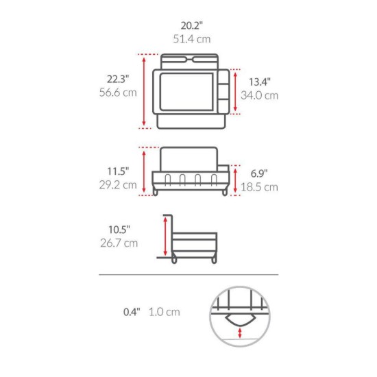 Scolapiatti, acciaio inossidabile, 56,6 x 51,4 x 29,2 cm - simplehuman