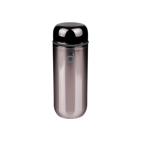 Thermisch geïsoleerde fles, roestvrij staal, 200 ml, "DrinkPod", metallic zwart - Grunwerg