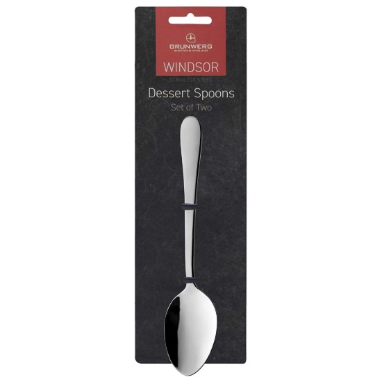 Set mit 2 "Windsor" Dessertlöffel, Edelstahl - Grunwerg