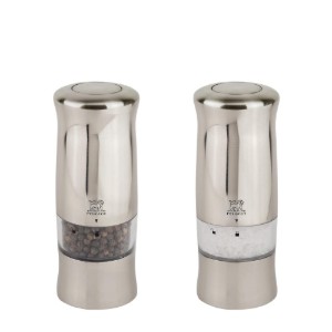 "Zeli" set di 2 macina sale e pepe elettrici, 14 cm, Brushed Chrome - Peugeot