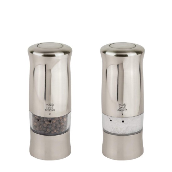 "Zeli" set di 2 macina sale e pepe elettrici, 14 cm, Brushed Chrome - Peugeot