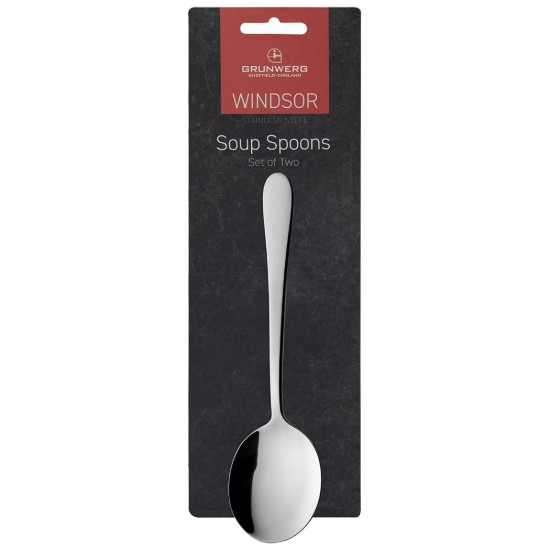 Set of 2 "Windsor" tablespoons for soup, stainless steel - Grunwerg