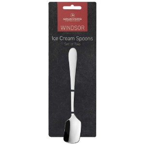Set of 2 "Windsor" teaspoons for ice cream, stainless steel - Grunwerg