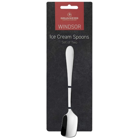 Set of 2 "Windsor" teaspoons for ice cream, stainless steel - Grunwerg