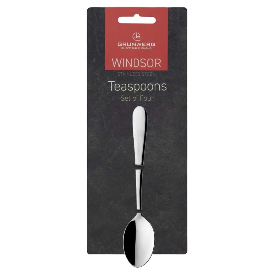 Set of 4 "Windsor" teaspoons for tea, stainless steel - Grunwerg